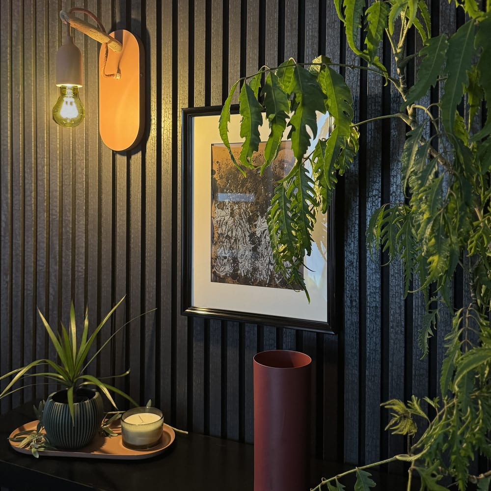 Applique en bois flotté terracotta pour ampoule à vue H26