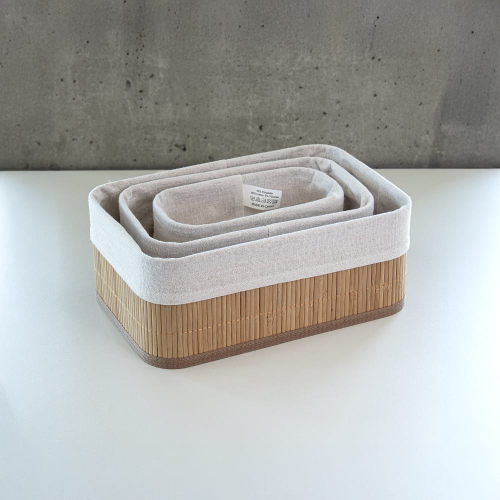 Aufbewahrungskörbe aus Bambus, 8 x 10 x 20 cm, beige - Maisons Du