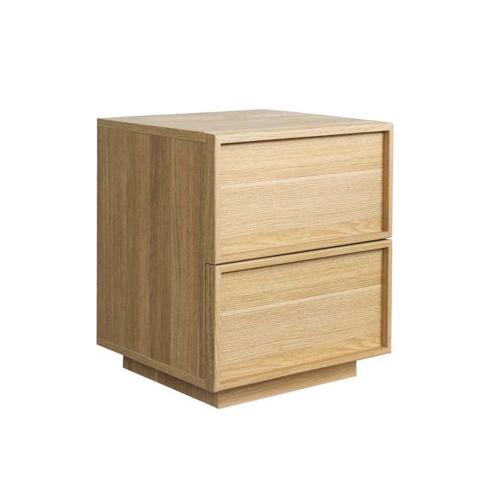 Table de chevet effet bois 2 tiroirs naturel