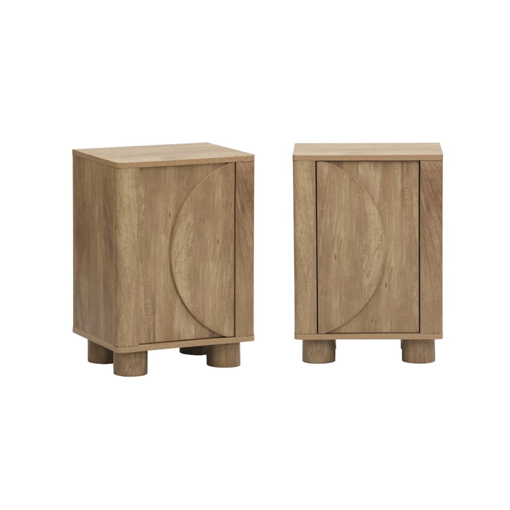 Table de chevet décor bois de manguier 1 porte (lot de 2)