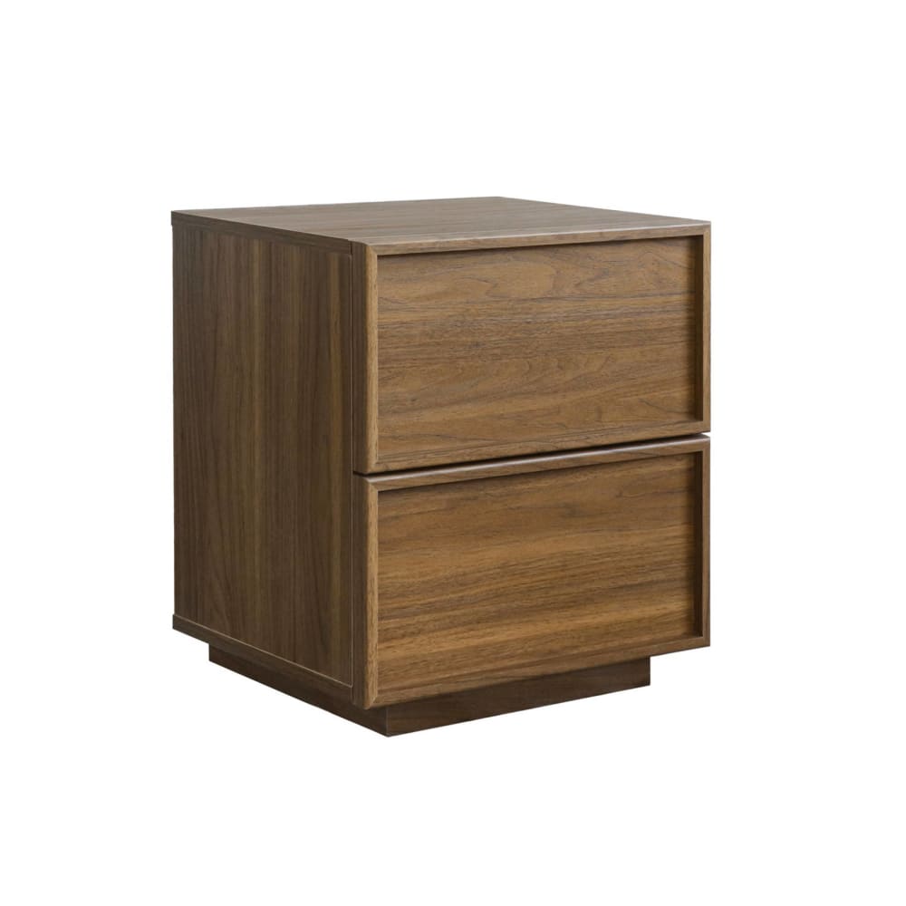 Table de chevet effet bois 2 tiroirs noyer