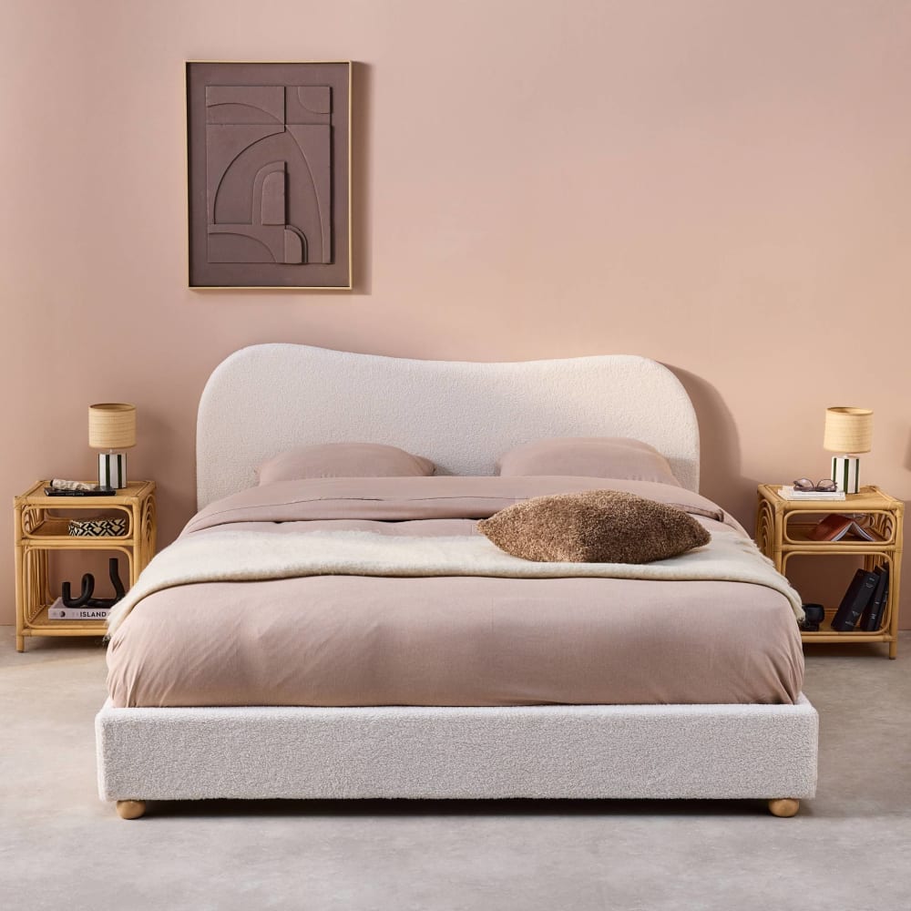 Table de chevet rotin naturel 1 étagère 1 niche (lot de 2)