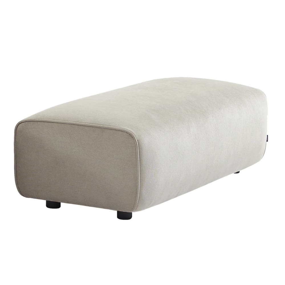 Pouf, repose-pieds pour canapé d'angle 2 places velours côtelé greige