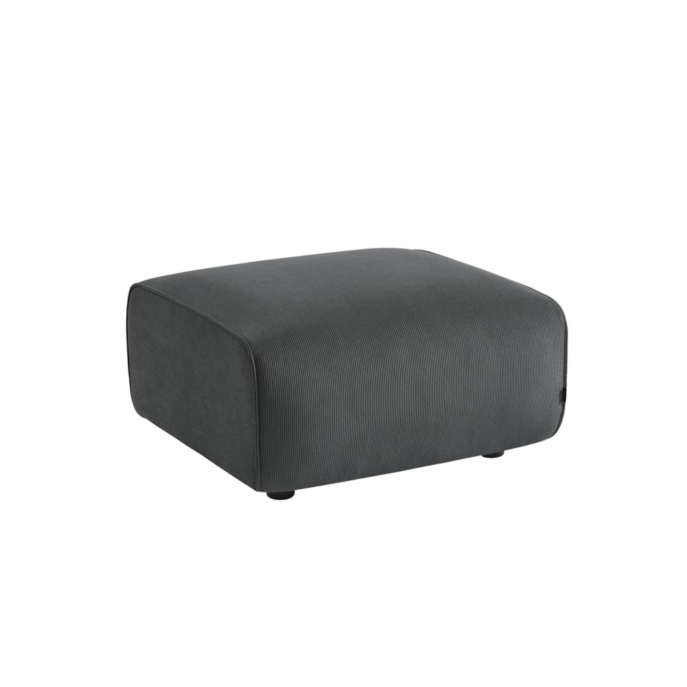Pouf, repose-pieds pour canapé 2 places velours côtelé gris foncé