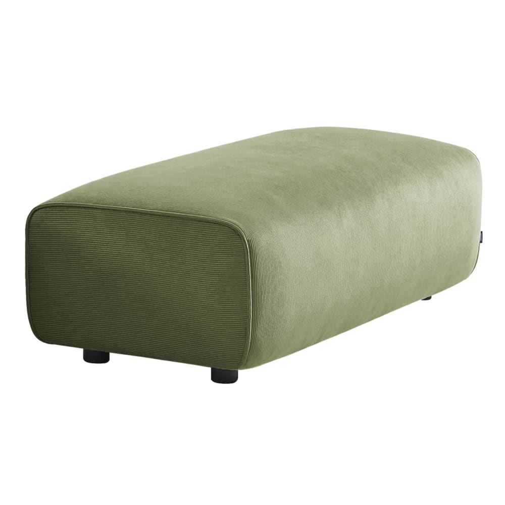 Pouf, repose-pieds pour canapé d'angle 2 places velours côtelé vert