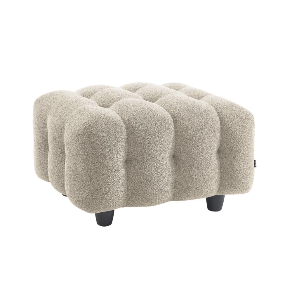 Pouf, repose-pieds pour canapé 3 places bouclette texturée beige