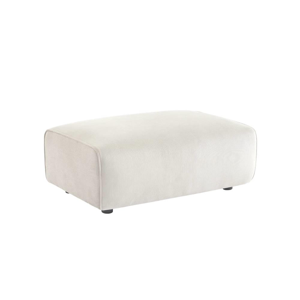 Pouf, repose-pieds pour canapé 3 places velours côtelé crème