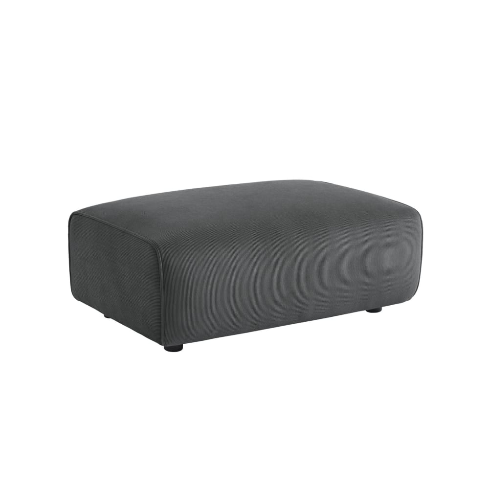 Pouf, repose-pieds pour canapé 3 places velours côtelé gris foncé