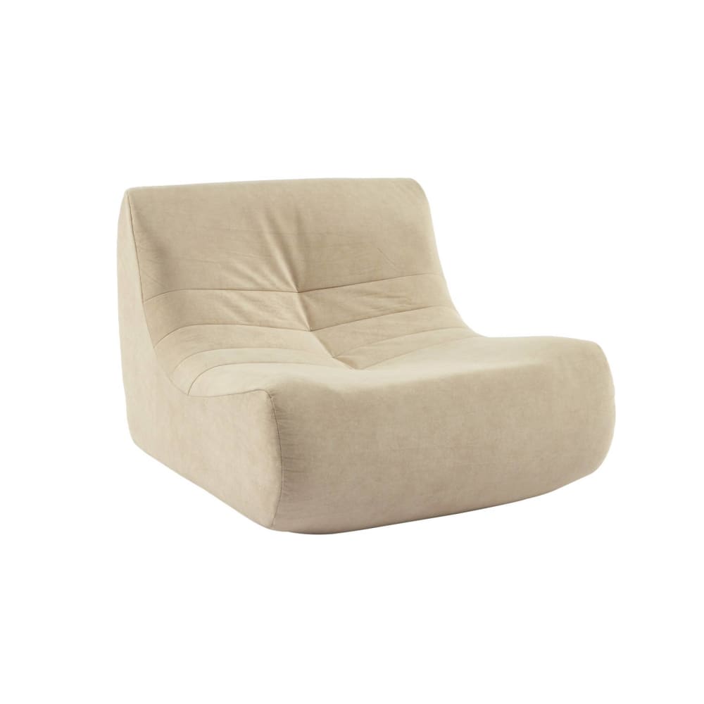 Divano Modulare In Velluto Sottovuoto E Compresso, 2 Posti, Beige