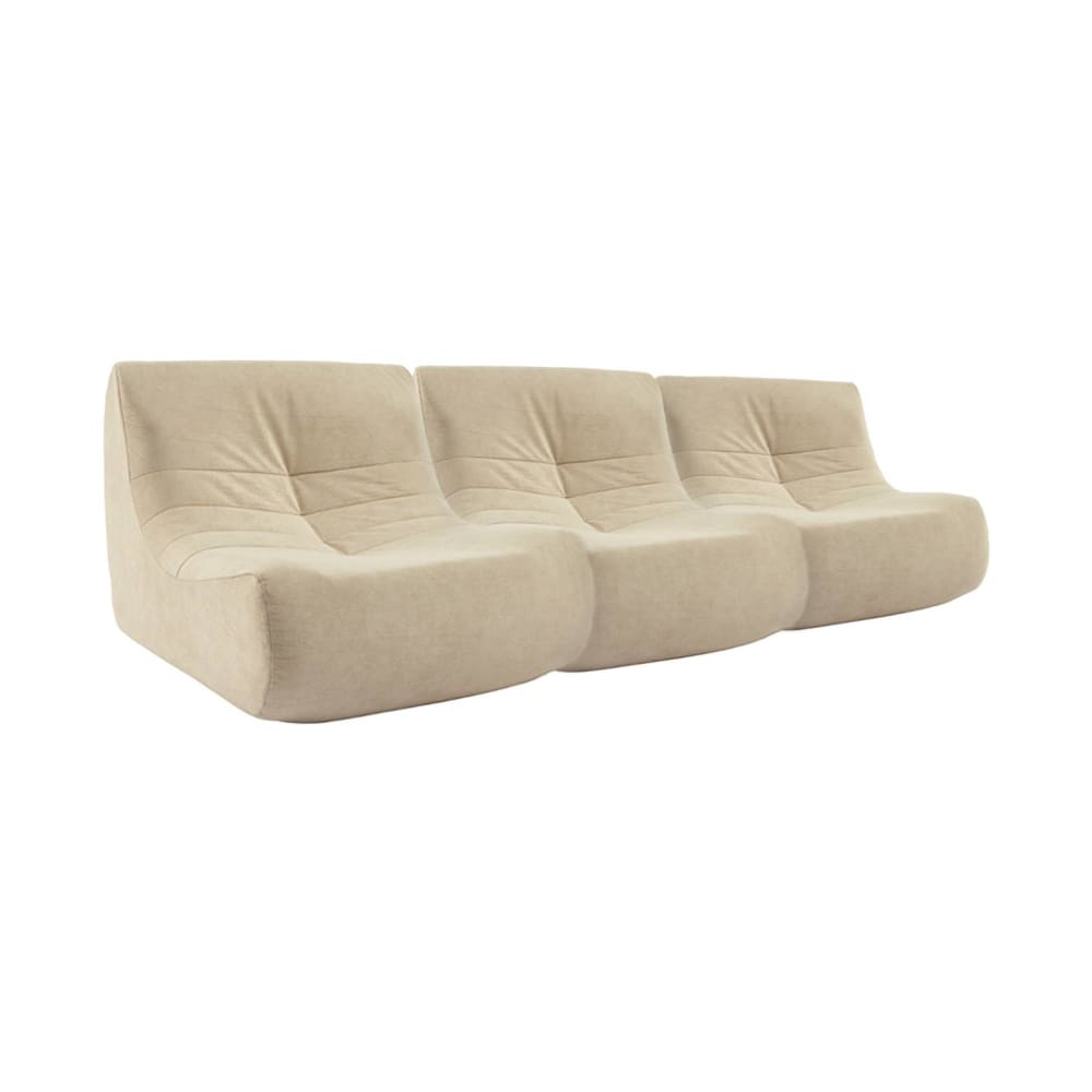 3er-Set Sessel ohne Armlehne mit Samtbezug in beige - Maisons Du