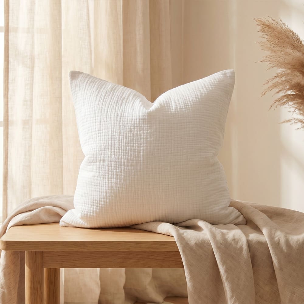 Taie oreiller gaze de coton sable 63x63