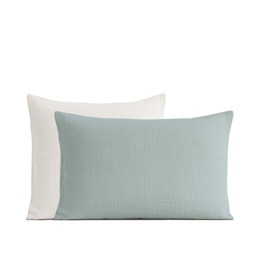 Taie oreiller gaze de coton vert sauge 63x63 — vue 4