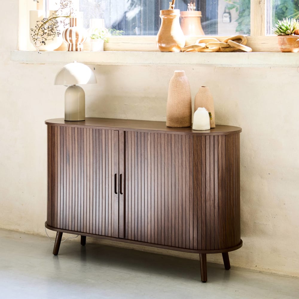 Skandinavisches Sideboard mit 2 Türen, nussbaumfarben - Maisons