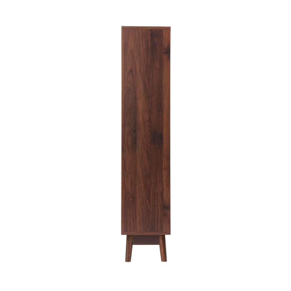 Skandinavischer Schuhschrank mit nussbaumfarbenem Holzdekor -