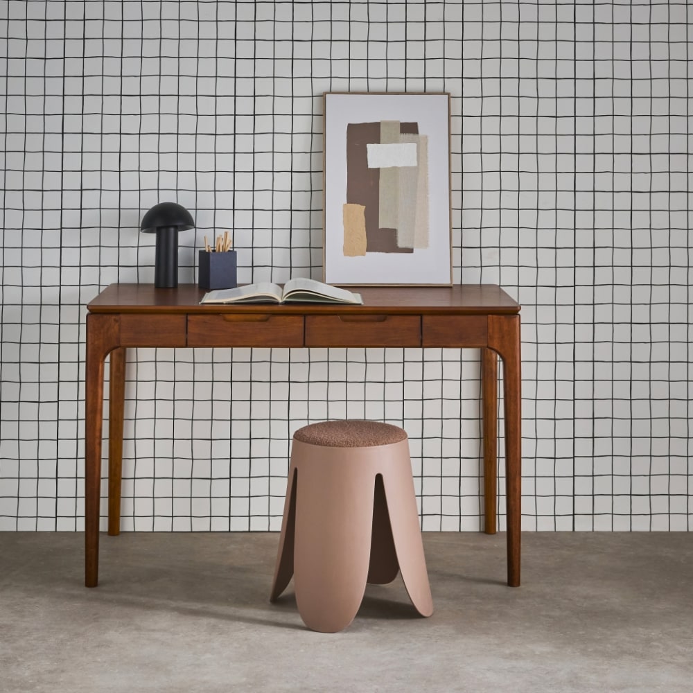 sweeek Schreibtisch aus Heveaholz und MDF mit nussbaumfarbenem Eschenfurnier style modern Braun Spanplatte