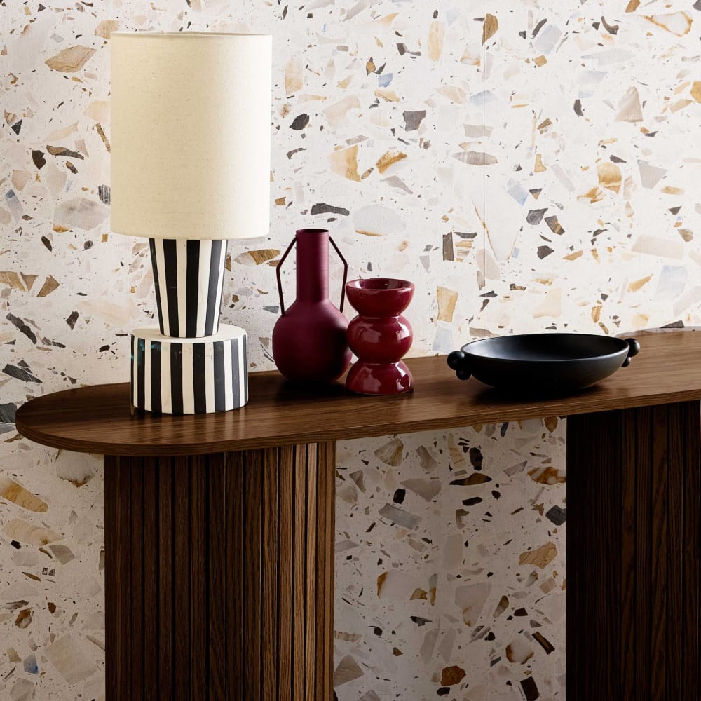 Console ovale scandinave, noyer