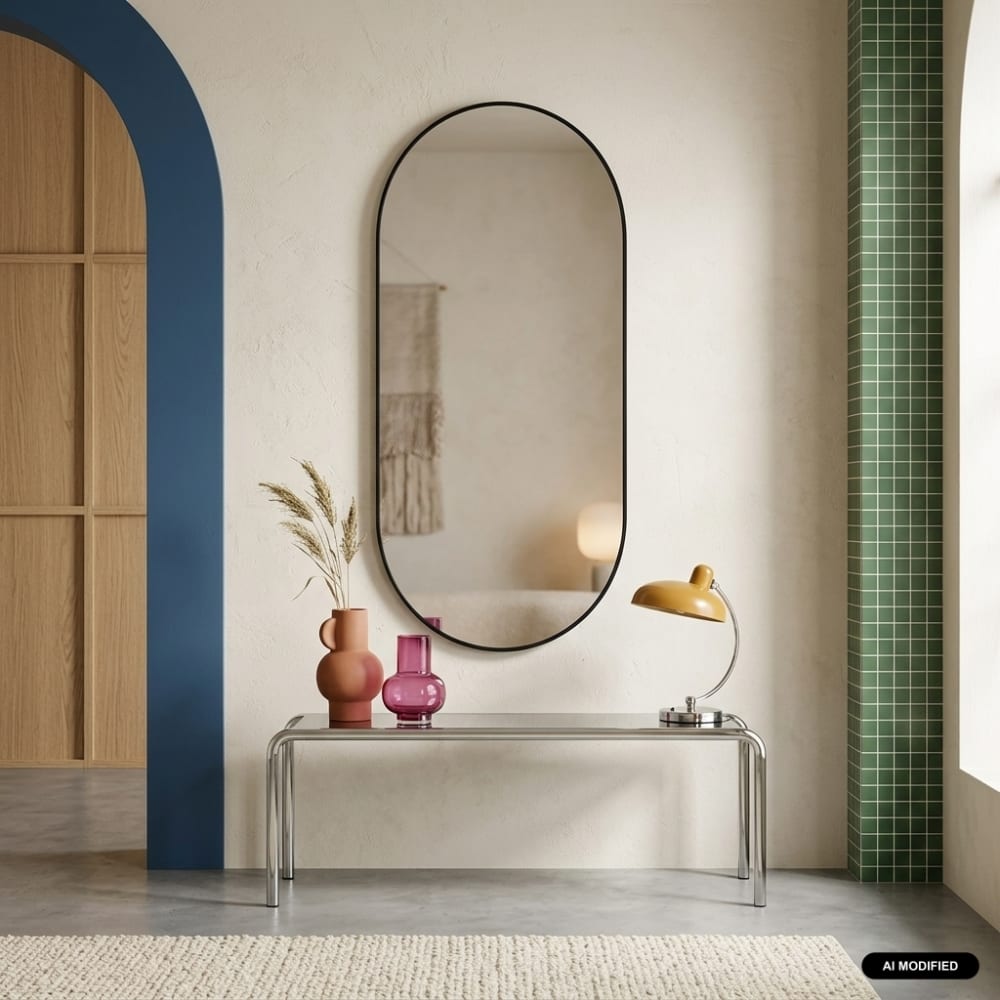 sweeek Ovaler Spiegel aus schwarzem Aluminium 120 cm style modern - Aluminium