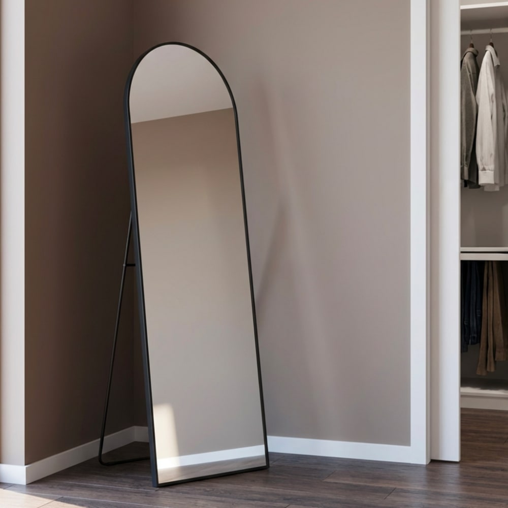 sweeek Standspiegel aus Aluminium - 2 verfügbare Größen 60 x 165 x 2,8 cm / style modern Schwarz Aluminium