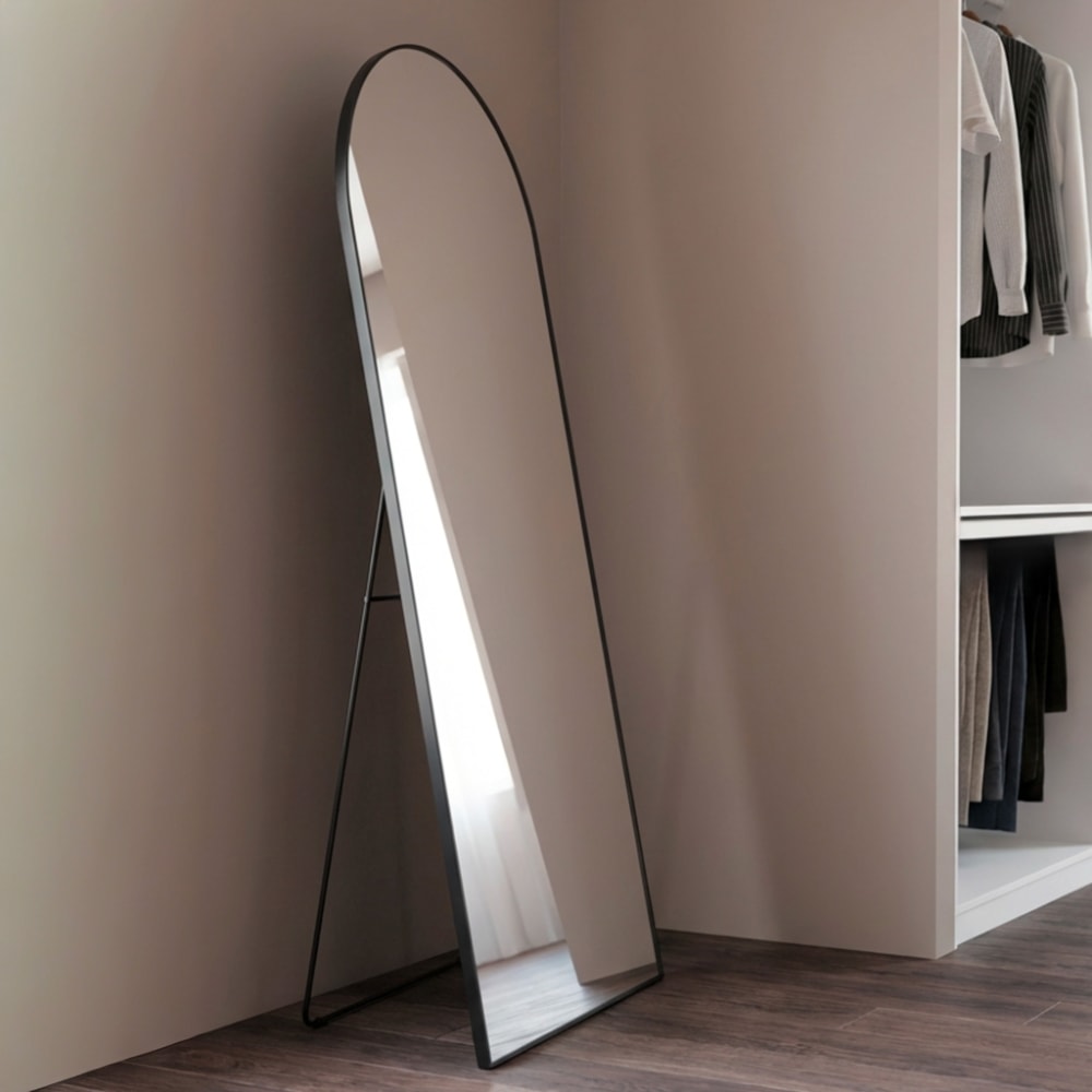 sweeek Standspiegel aus Aluminium - 2 verfügbare Größen 60 x 165 x 2,8 cm / style modern Schwarz Aluminium