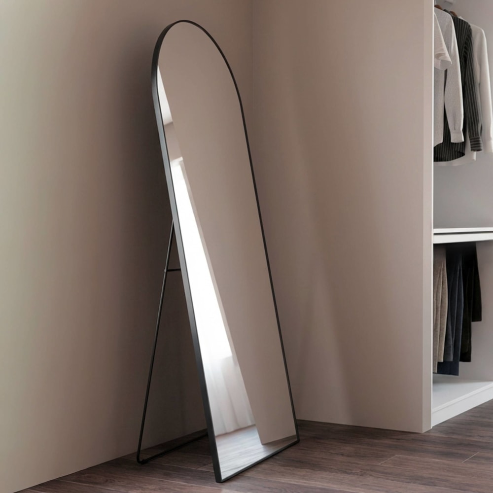 Miroir sur pied en aluminium noir 165cm