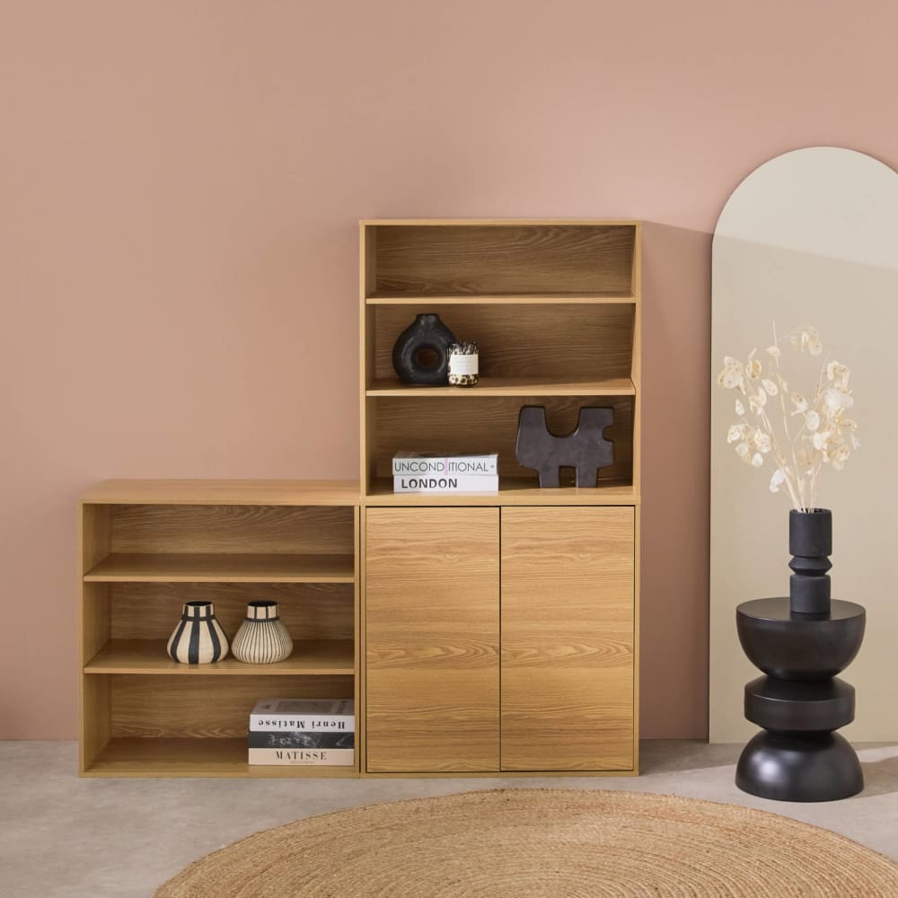 Modulares Regal 3 Elemente Holzdekor eichenfarben - Maisons Du