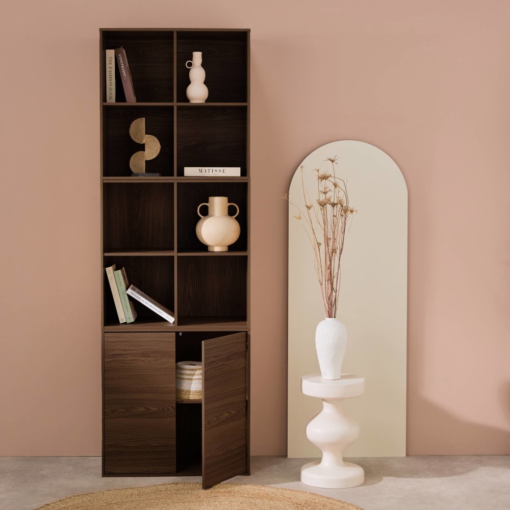 Kit modules décor bois noyer 3 éléments - 2 portes 8 niches