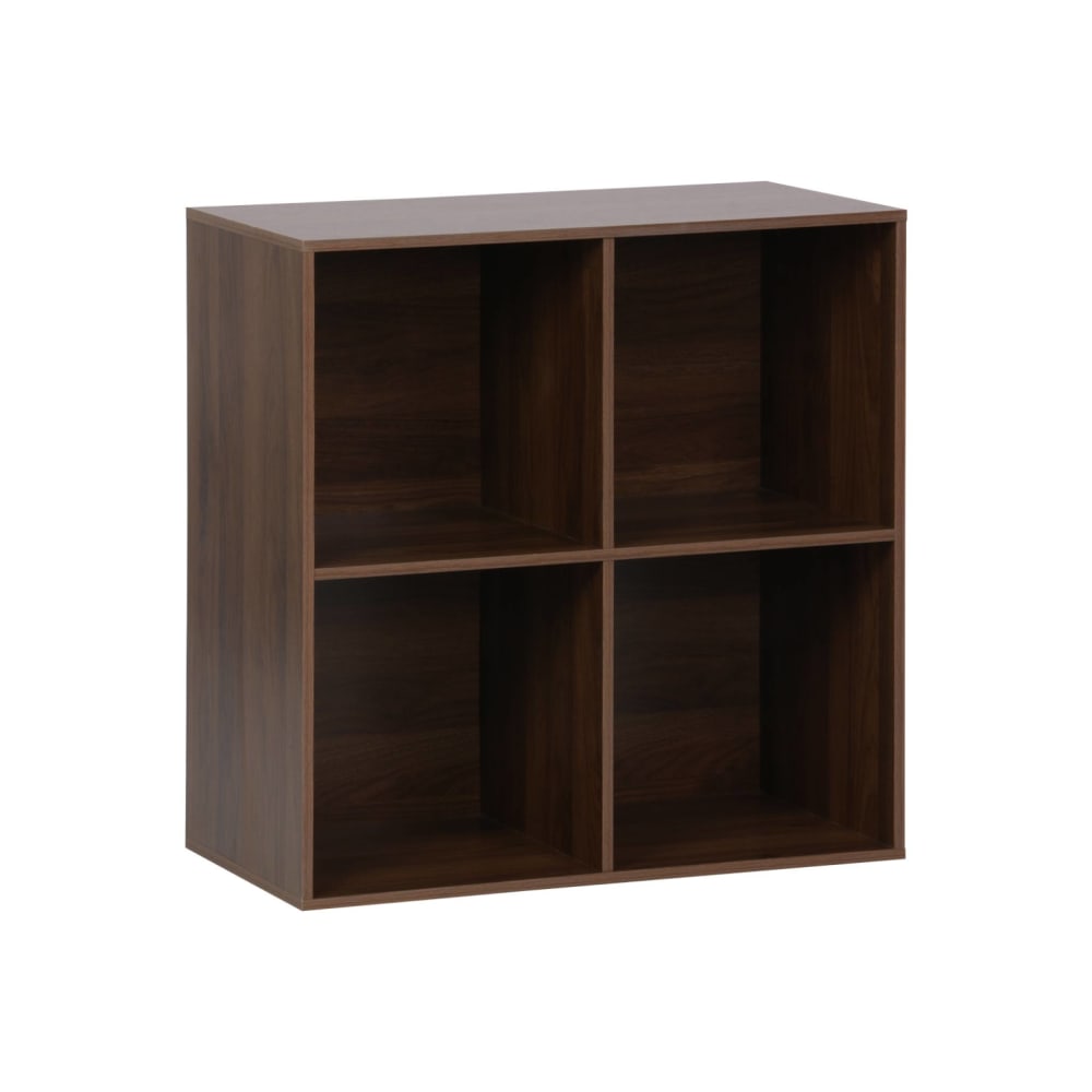 sweeek Aufbewahrungsmodul mit nussbaumfarbenem Holzdekor und 4 Fächern style classic chic Braun Holz
