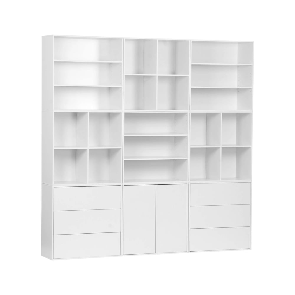 Kit étagère, bibliothèque décor bois blanc 9 éléments kit 2