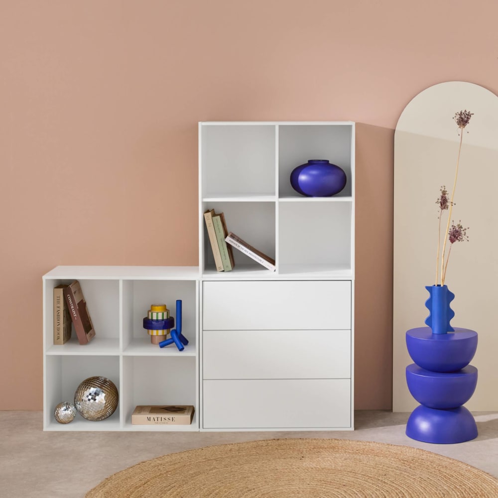 Modulares Regal weißes Holzdekor 3 Elemente - 3 Schubladen 8