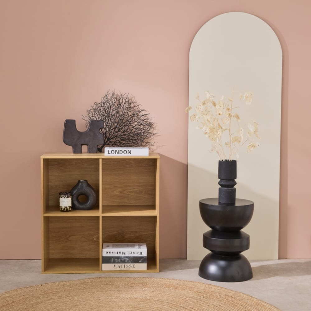 sweeek Aufbewahrungsmodul mit eichenfarbenem Holzdekor und 4 Fächern style modern Braun Spanplatte