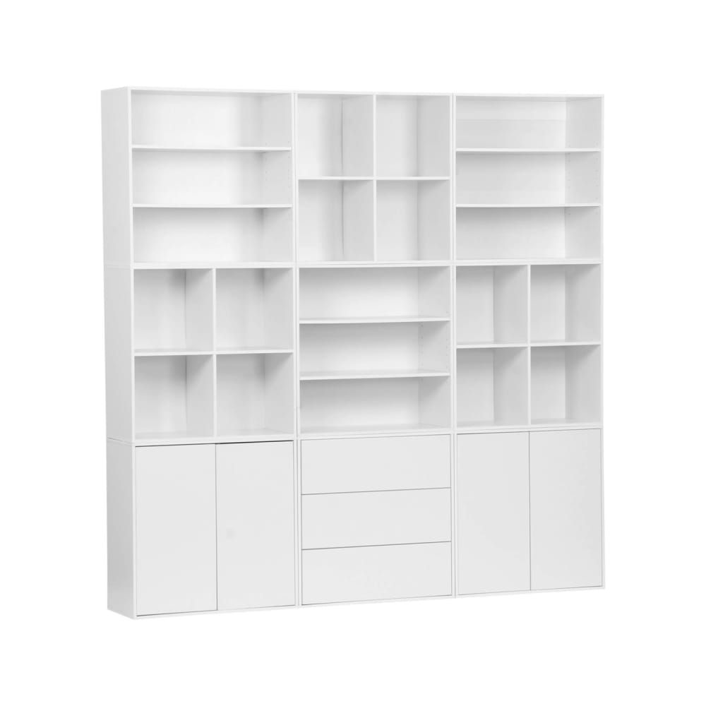 Kit étagère, bibliothèque décor bois blanc 9 éléments kit 1