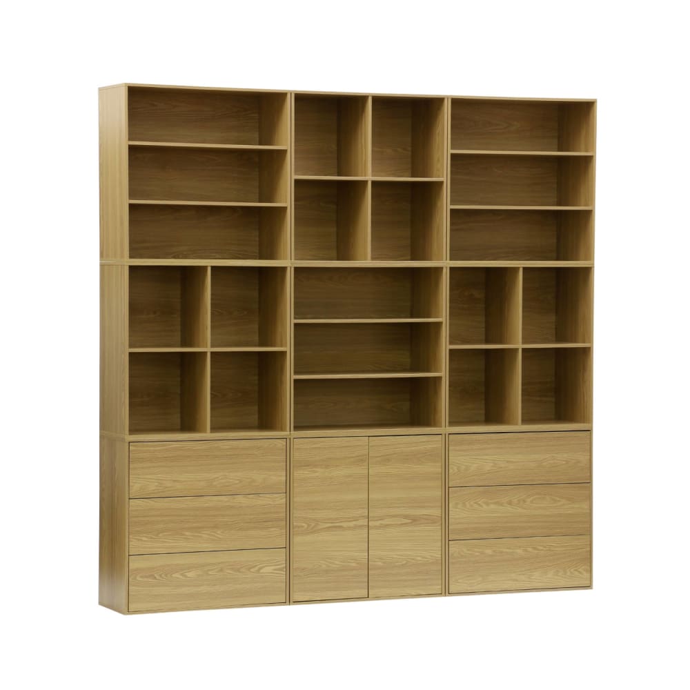 sweeek Modulares Regal eichenfarbenes Holzdekor 9 Elemente style classic chic Braun Holz