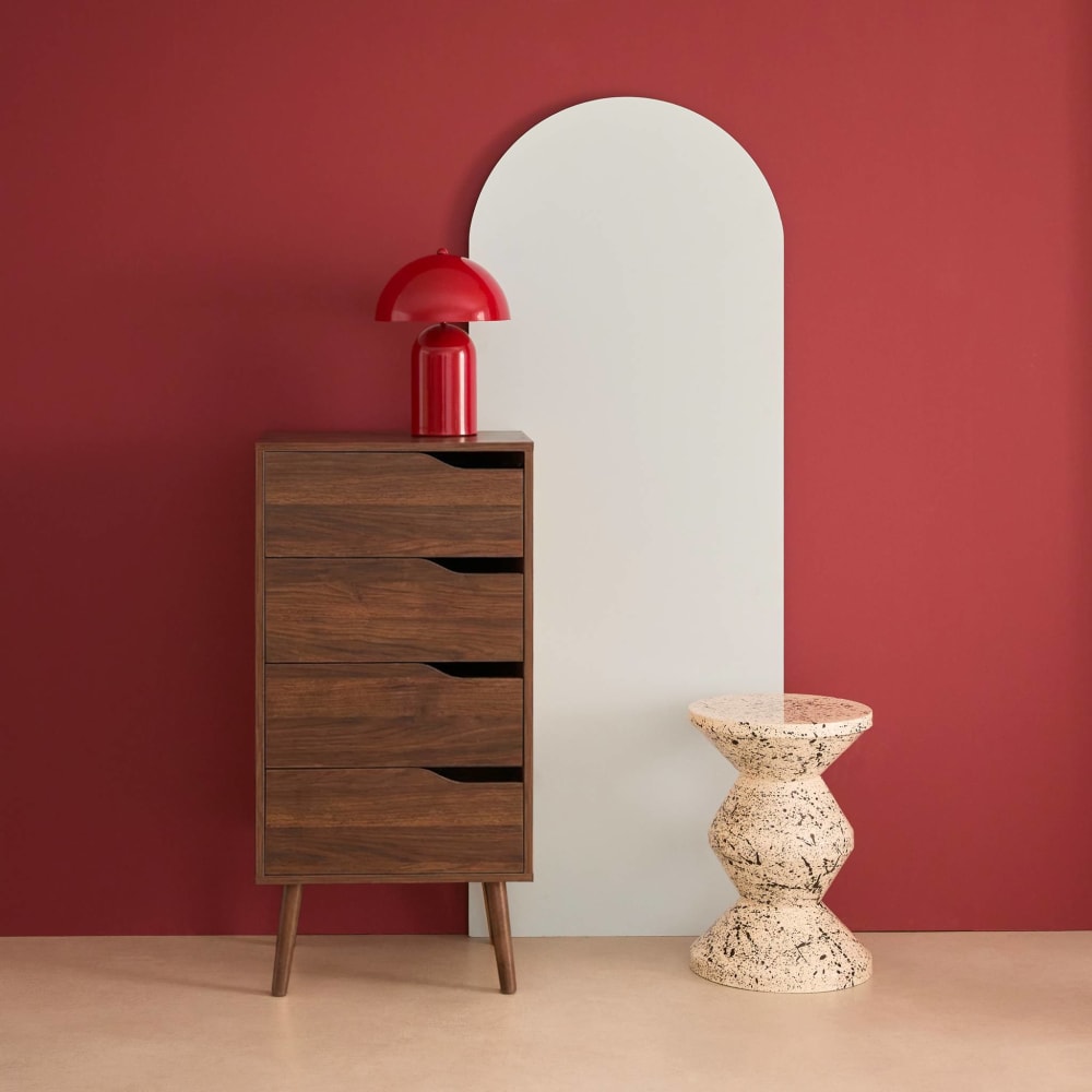 Commode chiffonnier décor bois noyer 4 tiroirs