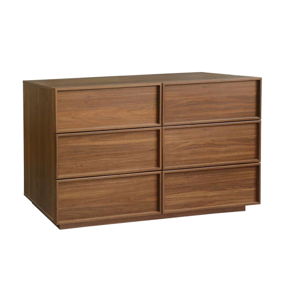 Kommode mit nussbaumfarbenem Holzlook, 6 Schubladen - Maisons Du