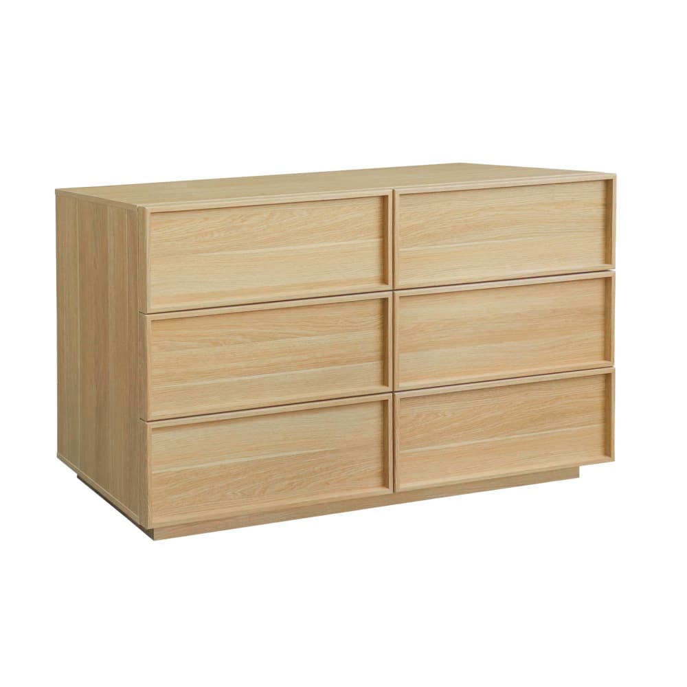 Commode de rangement effet bois 6 tiroirs naturel