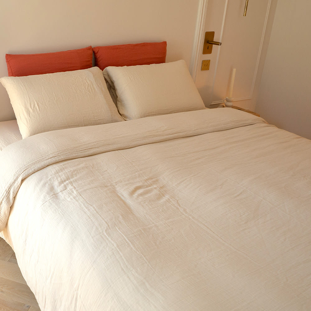 Housse de couette gaze de coton sable 220x240 cm