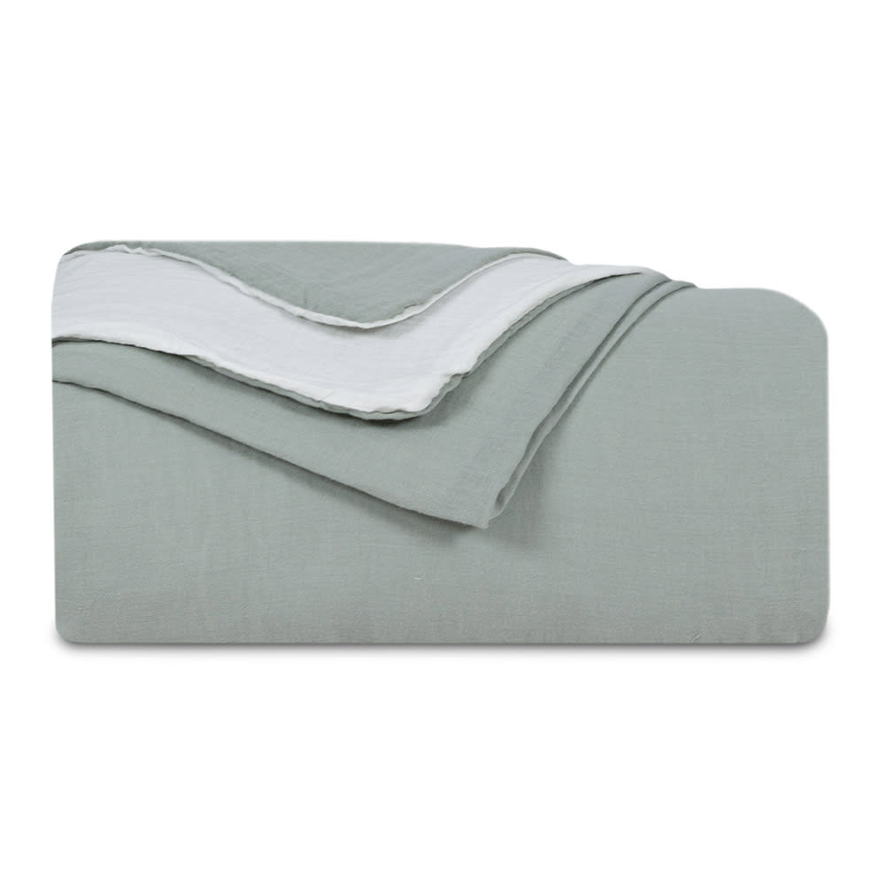 Housse de couette gaze de coton vert sauge 220x240 — vue 3