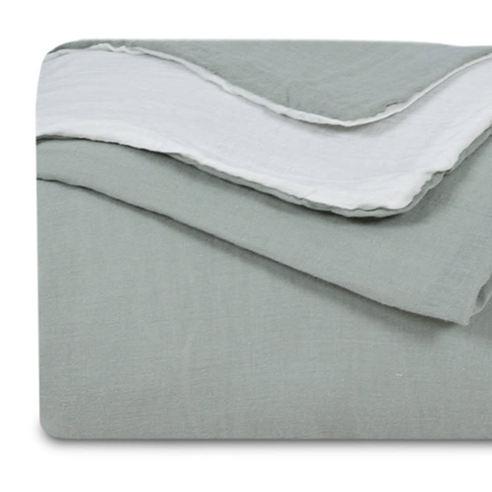 Housse de couette gaze de coton vert sauge 220x240 — vue 4