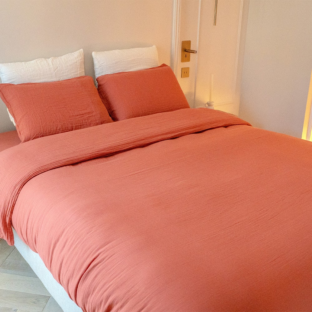 Housse de couette gaze de coton sable 240x260 cm