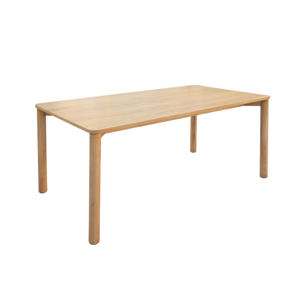 Table à manger rectangulaire bois d'hévéa et placage chêne naturel 6
