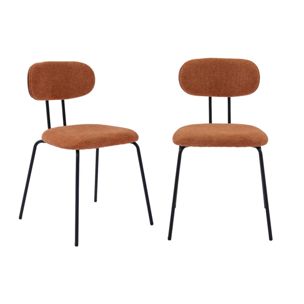sweeek 2er-Set Stühle nussbaumfarben/terrakotta/schwarz style classic chic Rot Öko-Tex Zertifikat Pvc - Polyvinlychlorid