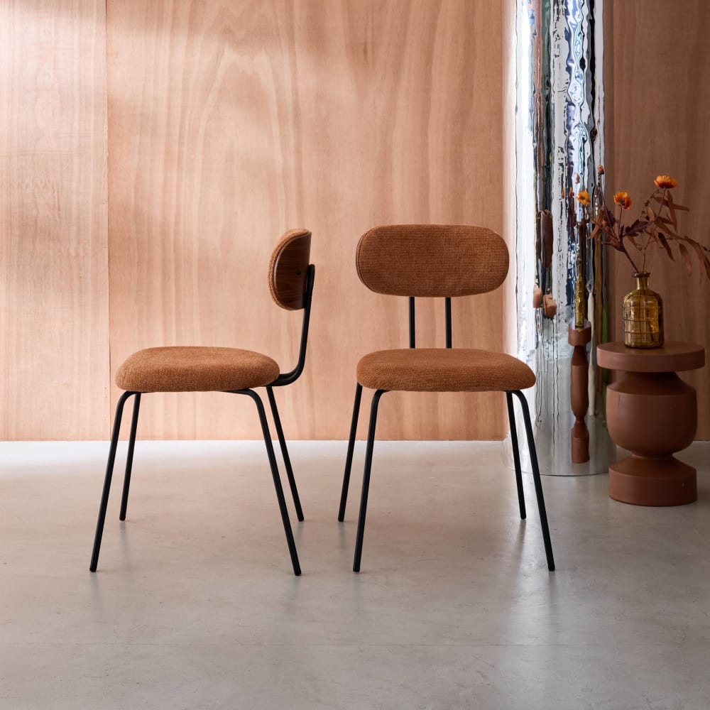 2er-Set Stühle nussbaumfarben/terrakotta/schwarz - Maisons Du