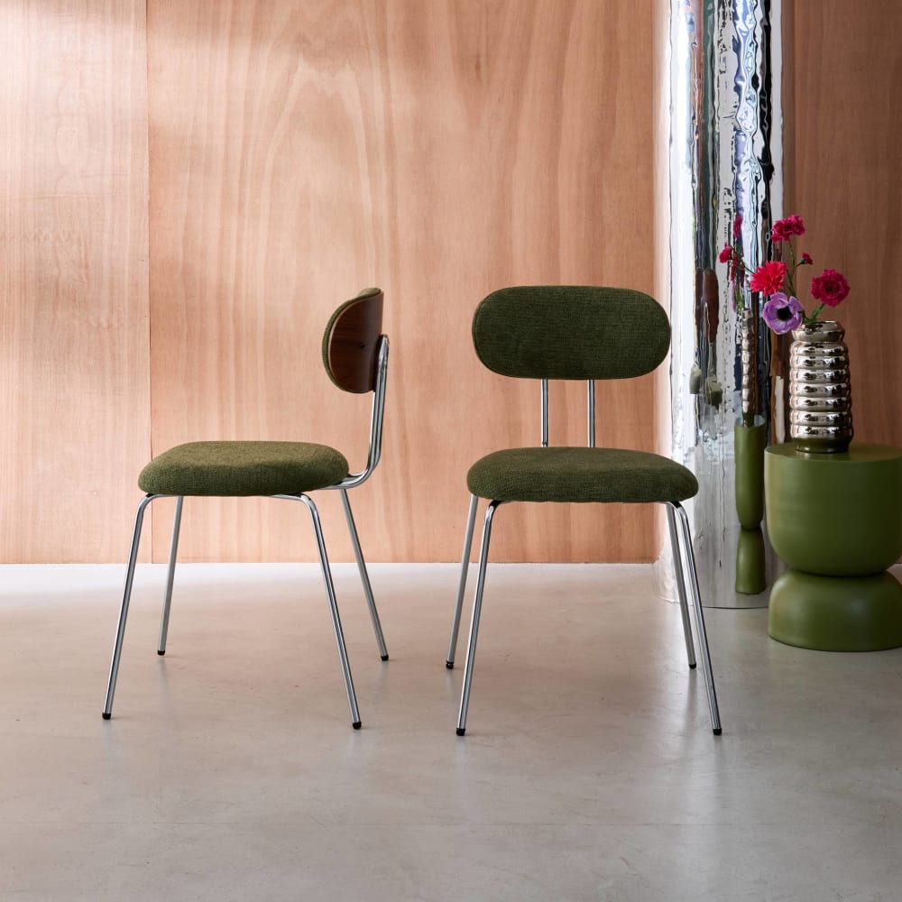 2er-Set Stühle nussbaumfarben/khaki/verchromt - Maisons Du Monde