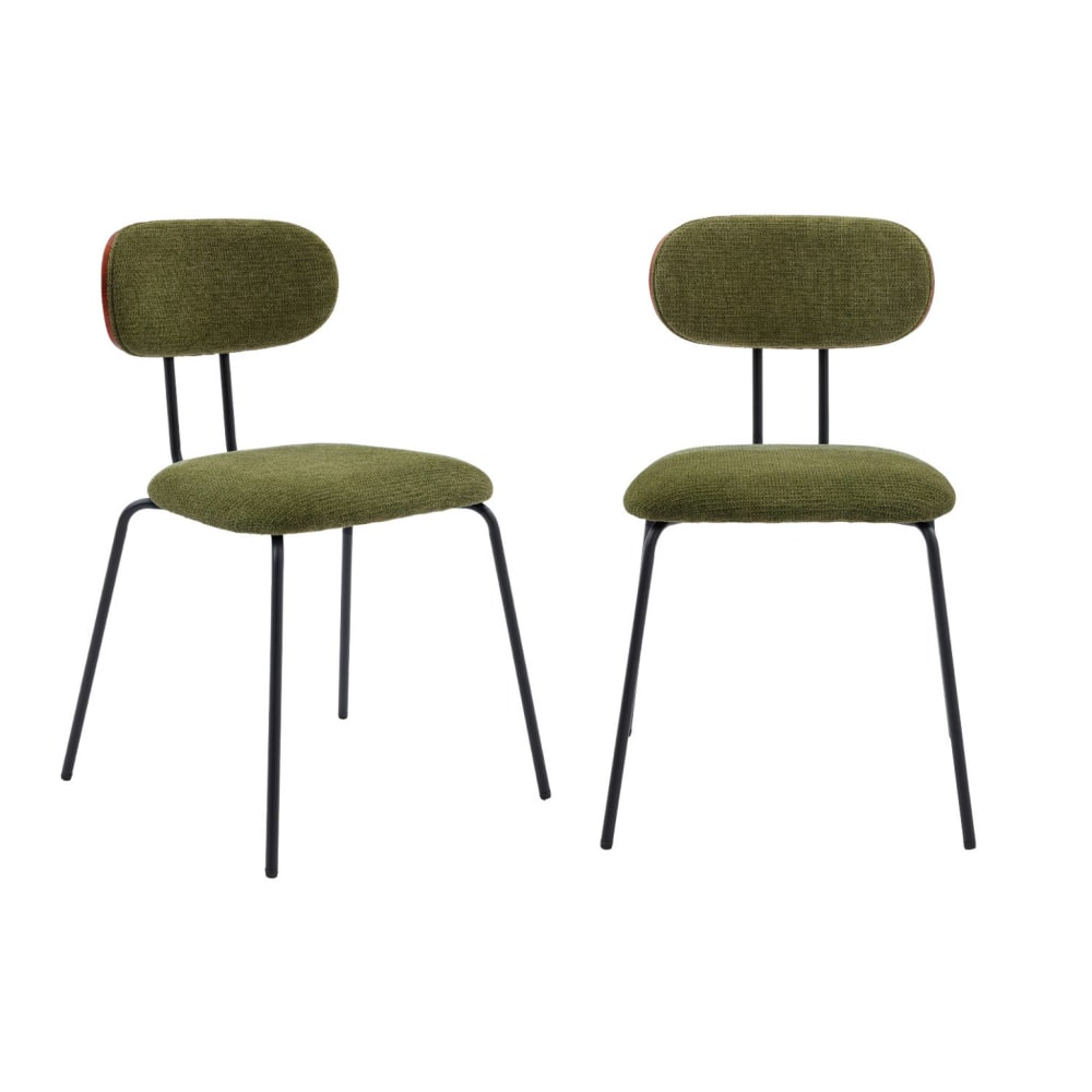 sweeek 2er-Set Stühle nussbaumfarben/khaki/schwarz style classic chic Grün Öko-Tex Zertifikat Pvc - Polyvinlychlorid