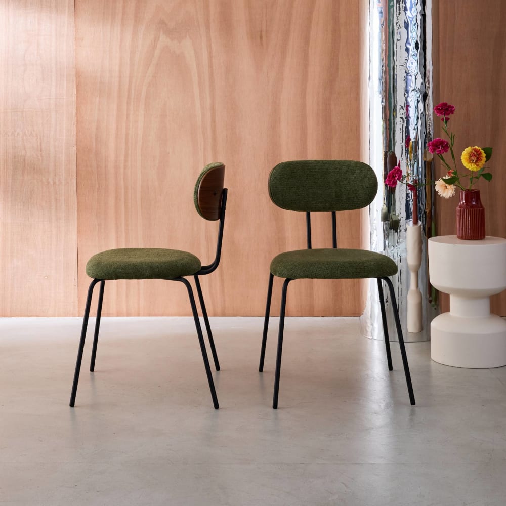 2er-Set Stühle nussbaumfarben/khaki/schwarz - Maisons Du Monde
