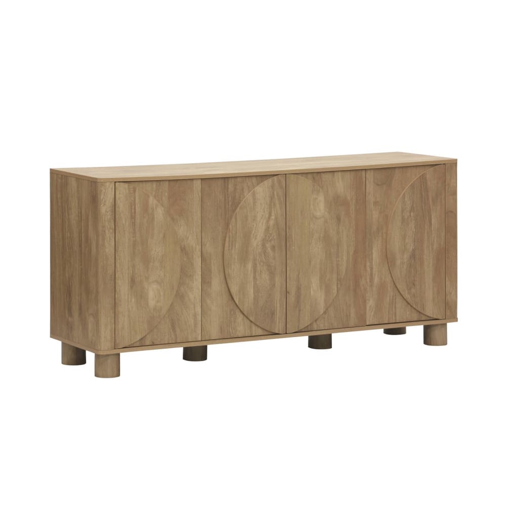 Exotisches Sideboard mit Mangoholz-Optik und 4 Türen 155 cm -