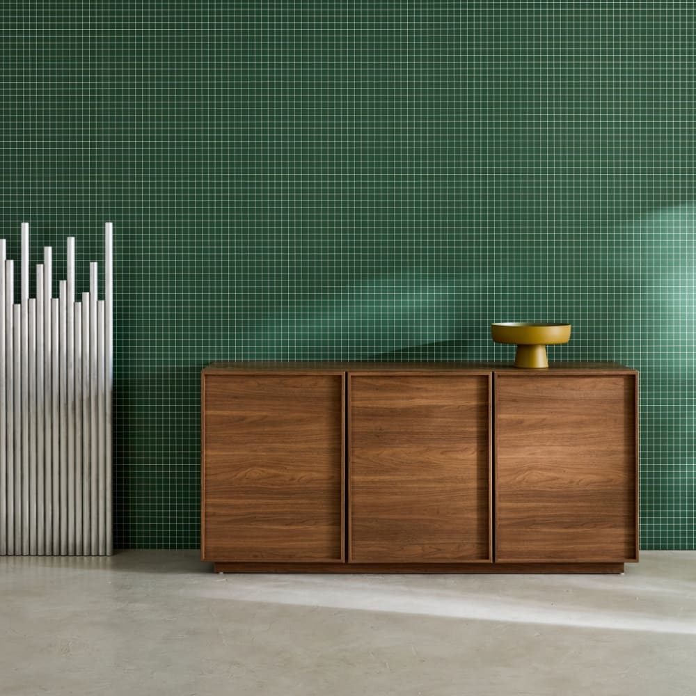 sweeek Sideboard mit Holzlook 3 Türen B 160 x T 43 x H 75 cm style modern Braun Spanplatte