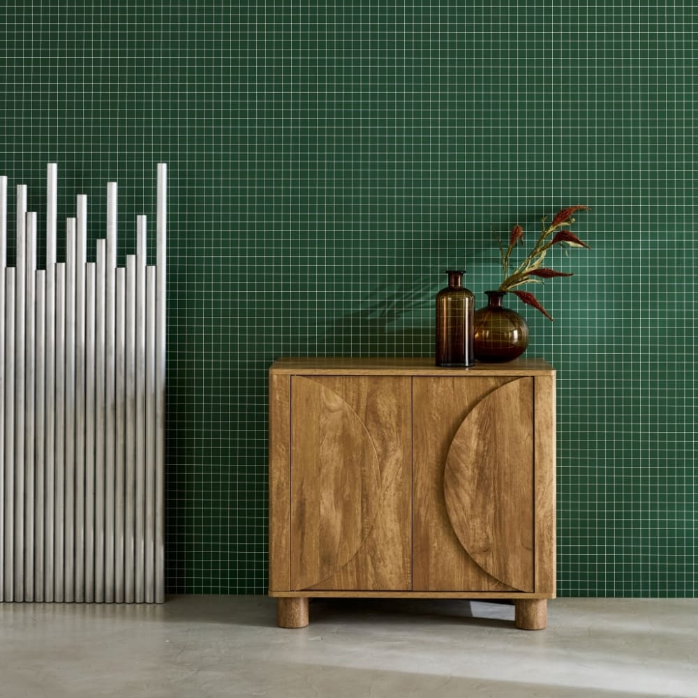 sweeek Exotisches Sideboard mit Mangoholzoptik und 2 Türen 80 cm style exotic Braun Spanplatte