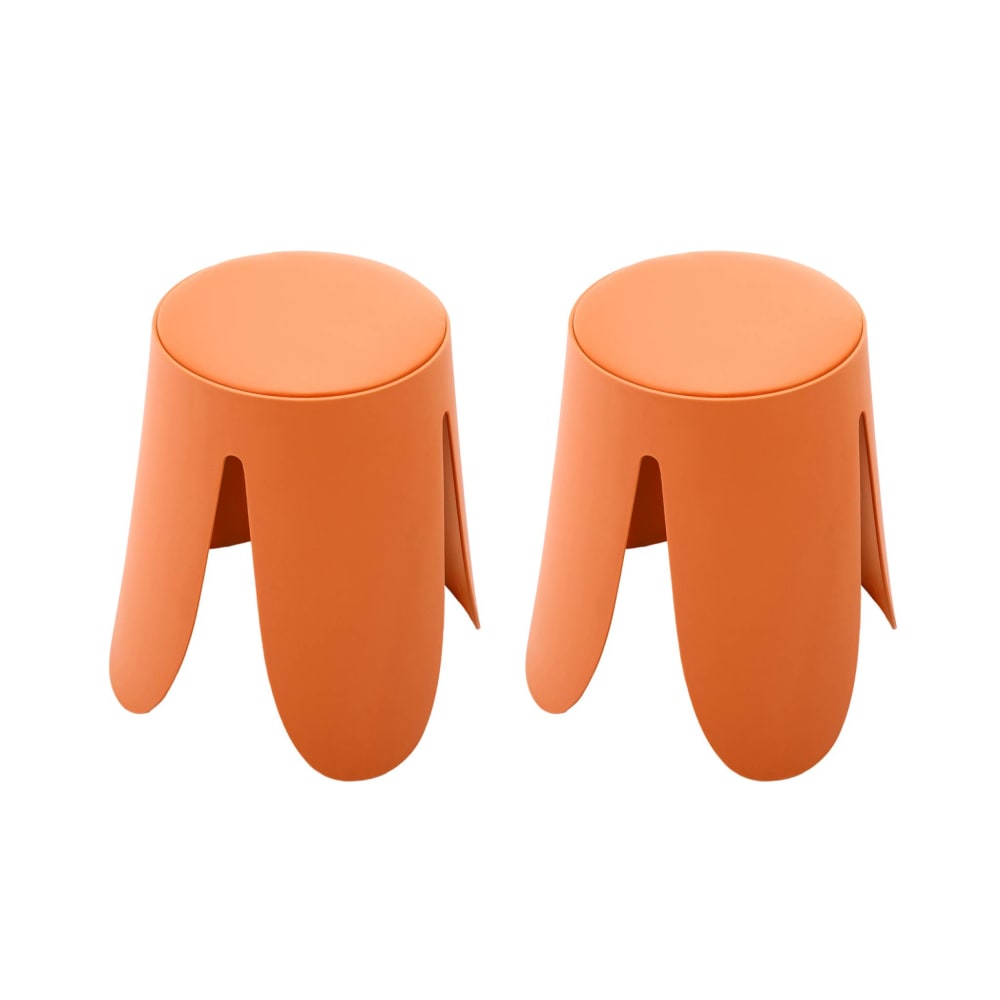 taburete apilable cuero sintetico set de 2 naranja