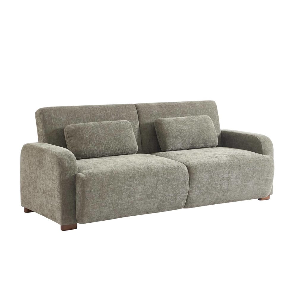 sweeek 3-Sitzer Schlafsofa mit Stoffbezug in graugrün style classic chic - Holz